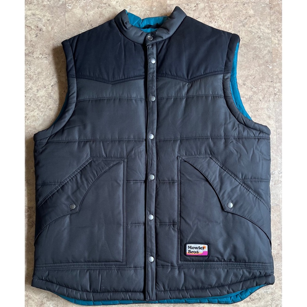 Howler Brothers Rounder Vest Mens XXL Black Charcoal Puffer Western Primaloft - Picture 2 of 11